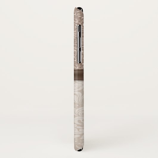Champagne-Pareltjes, beige Damask en Ribbon Case-Mate iPhone Case (Achterkant/links)