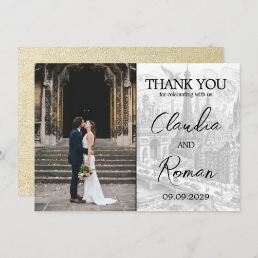 Champagne Parijs Paspoort Bedankkaart (Voorkant / Achterkant)