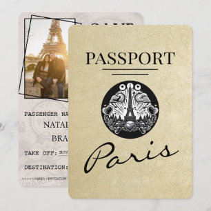 Champagne Paris Passport Bewaar de datum Save The Date