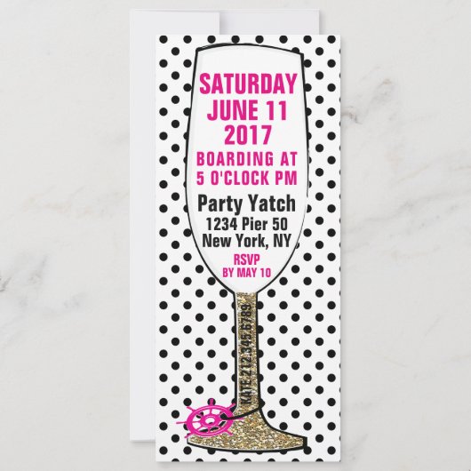 Champagne Parties scintillant nautique Invitation  (Dos)