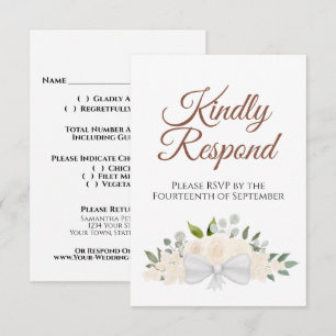 Champagne Peach Floral Kindly Respond Weddenschap RSVP Kaartje