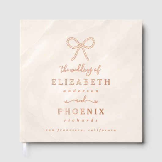 Champagne Pearl Bow Elegant Square Wedding (Recto)