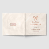 Champagne Pearl Bow Elegant Square Wedding Gastenboek (Volledig)