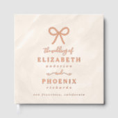 Champagne Pearl Bow Elegant Square Wedding Gastenboek (Voorkant)