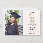 Champagne Pearl Bow Graduation Aankondiging (Voorkant)