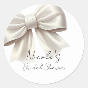 Champagne Pearl Ivory White Bow Vrijgezellenfeest Ronde Sticker