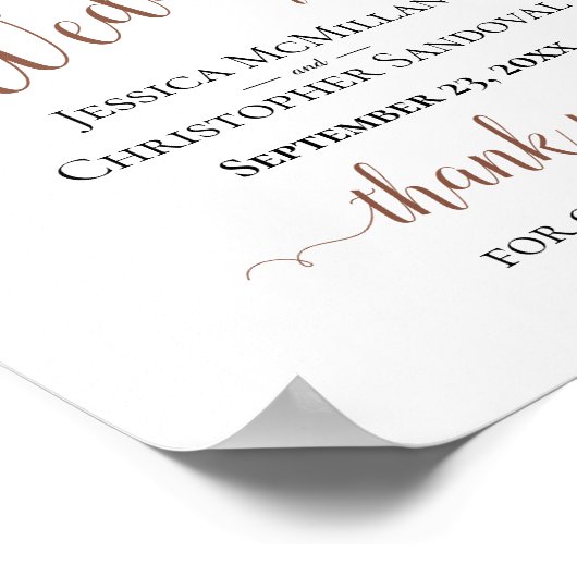 Champagne Pêche Florale Rustique Mariage Affiche d (Coin)