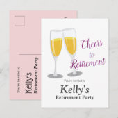 Champagne pensioenfeest uitnodiging briefkaart (Voorkant / Achterkant)