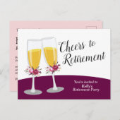 Champagne pensioenfeest uitnodiging briefkaart (Voorkant / Achterkant)