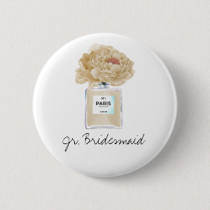 Champagne Peonies & Perfume Jr. Bridesmaid Ronde Button 5,7 Cm