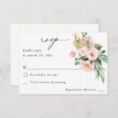 Champagne & Pink Floral no Repas RSVP 2 (Devant / Derrière)