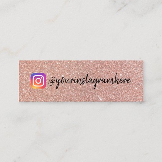 Champagne Pink Glitter Instagram Mini Visitekaartje (Voorkant)