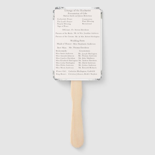 Champagne-Pink Lace Katholieke bruiloft programma Handwaaier (Achterkant)