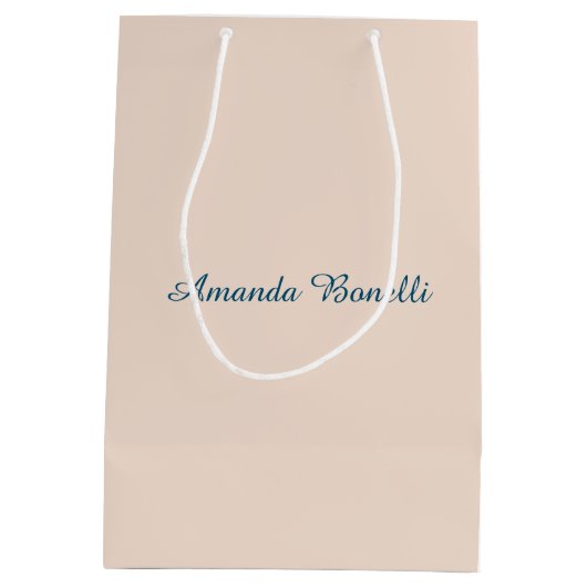 Champagne Pink Plain Simple Minimalist Modern Medium Cadeauzakje (Achterkant)