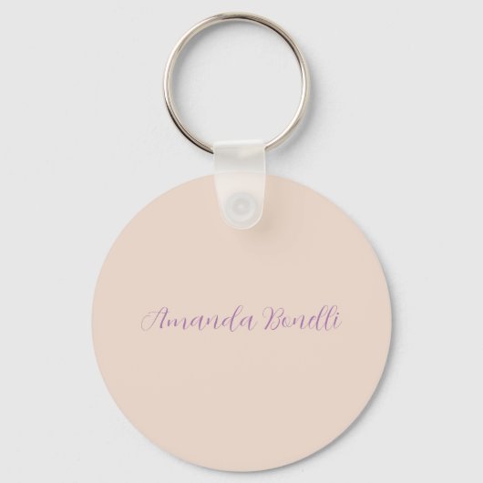 Champagne Pink Plain Simple Minimalist Modern Sleutelhanger (Voorkant)