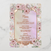 Champagne Pioen Bruiloft Folie Menu Kaart (Voorkant)