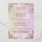 Champagne Pioen Bruiloft Folie RSVP-kaart Folie Uitnodiging (Voorkant)