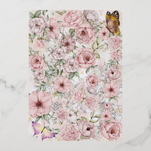  Champagne Pioen Bruiloft Folie RSVP-kaart Folie Uitnodiging (Achterkant)