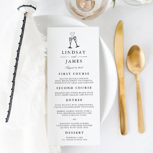 Champagne Pop | Carte de menu Mariage
