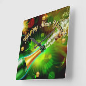 Champagne Pop Vierkante Klok (Hoek)