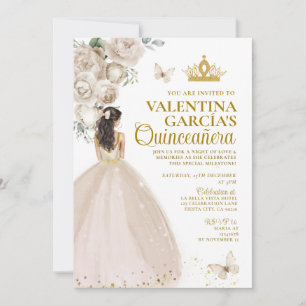 Champagne Quinceañera 15 Anos Bloemen Gouden Kroon Kaart