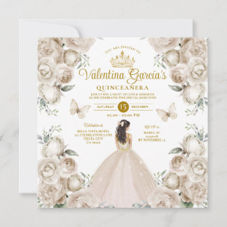 Champagne Quinceañera 15 Anos Bloemen Gouden Kroon Kaart