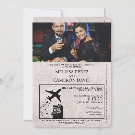 Champagne Reno Passport Uitnodiging (Voorkant)