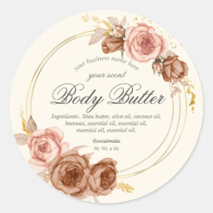 champagne roos body butter ronde sticker