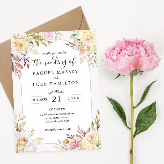 Champagne Rose Faire-part de mariage chic