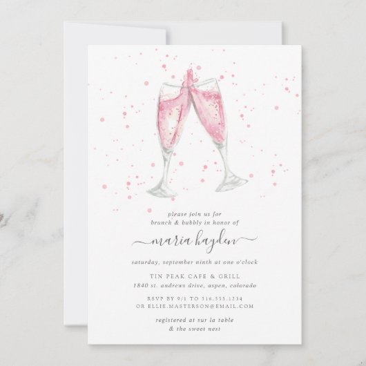 Champagne rose | Invitation Brunch & Bubbly (Devant)