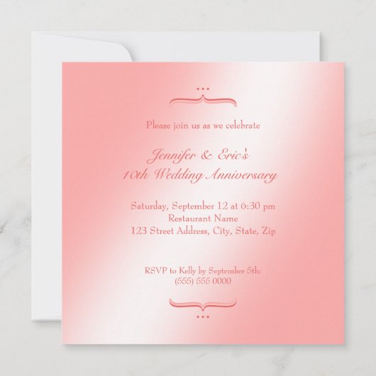 Champagne Rose - Invitation d'anniversaire de mari (Dos)