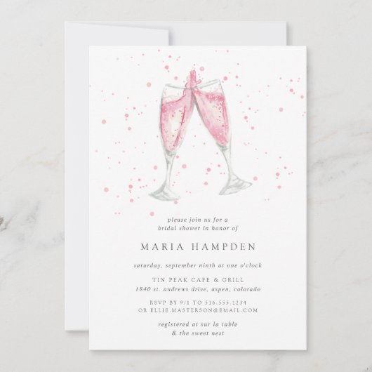 Champagne rose | Invitation de douche nuptiale (Devant)