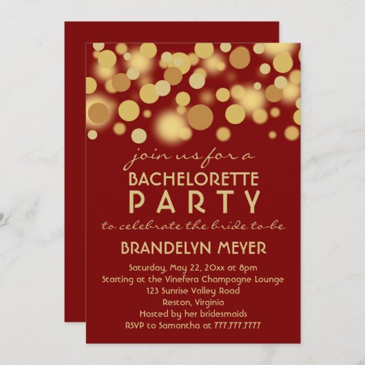 Champagne rouge bouillonne des invitations de (Devant / Derrière)