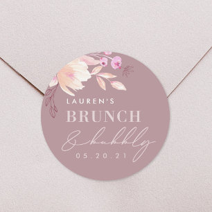 Champagne Roze Bloemige Bruids Brunch en Mousseren Ronde Sticker