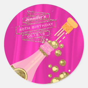 Champagne Roze Goud Elegante Verjaardagsfeestgunst Ronde Sticker
