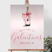 Champagne Roze Strik Welkom Galentines Brunch