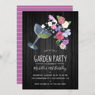 Champagne rustique floral Garden Party Invitation