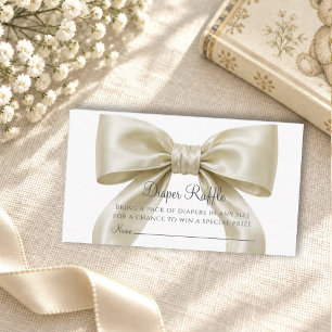 Champagne Satijnen Strik Baby Shower Luier Raffle Informatiekaartje
