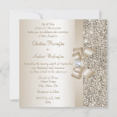 Champagne Sequins, Bow & Diamond Bruiloft Kaart