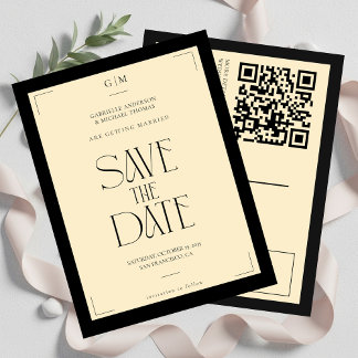 Champagne Silk Cream Art deco Save The Date  Briefkaart