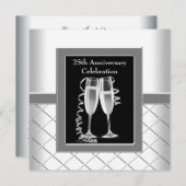 Champagne Silver 25th Wedding Jubileum Party Kaart (Voorkant / Achterkant)