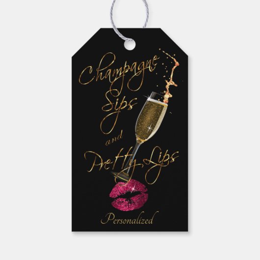 Champagne Sips and Lips Cadeaulabel (Achterkant)