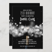 Champagne Sparkle 21e anniversaire Invitations (Devant / Derrière)
