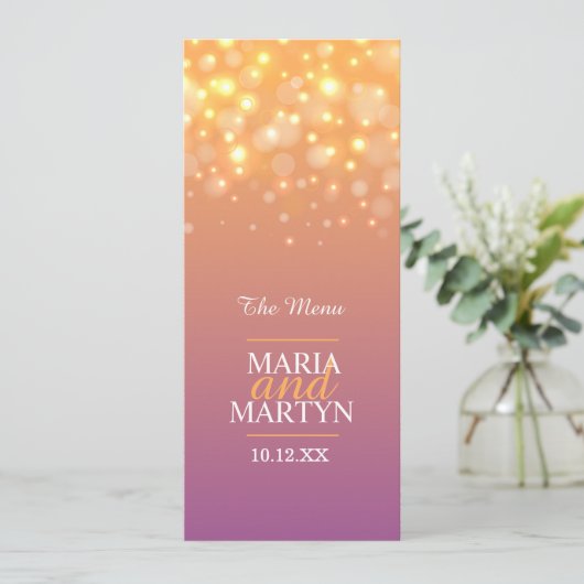 Champagne sparkle, menu diner (Staand voorkant)