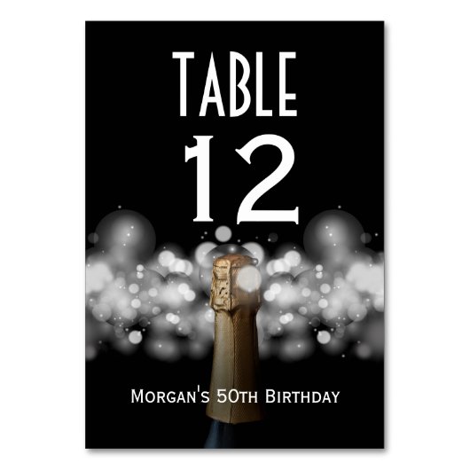 Champagne sur Black & White Bokeh Numéro de table (Dos)