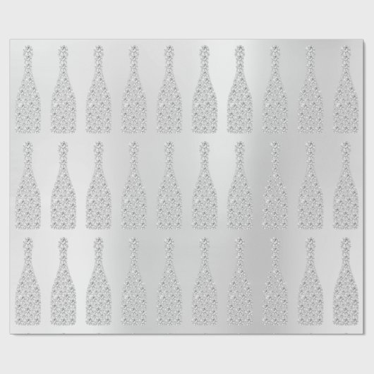 Champagne Swarovski kristallen Grijze fles Zilver Cadeaupapier (Vlak)