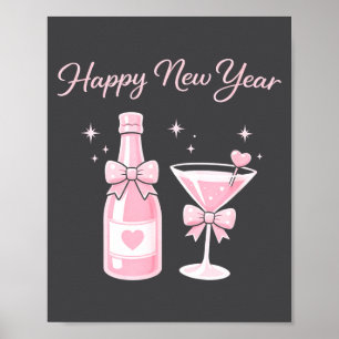 Champagne Swea Martini Coquette Gelukkig Nieuwjaar Poster