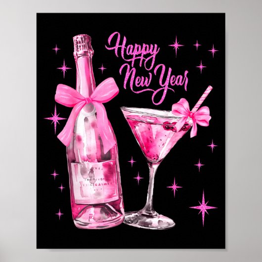 Champagne Swea Martini Coquette Happy New Year Par Poster (Voorkant)