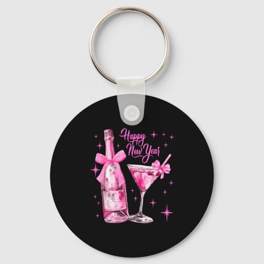 Champagne Swea Martini Coquette Happy New Year Par Sleutelhanger (Voorkant)