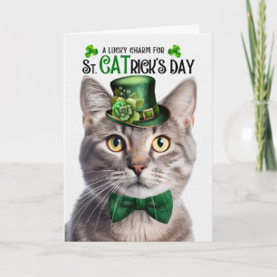 Champagne Tabby Kat St CATrick's Day Geluksbrenger Feestdagen Kaart